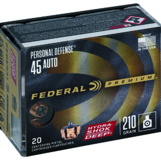 Federal P45HSD1 Premium Personal Defense 45ACP 210gr Hydra-Shok Deep Hollow Point 20 Per Box/10 Case