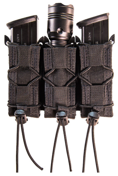 High Speed Gear 11PT03BK TACO Mag Pouch Triple Black Nylon MOLLE Belts 2" Wide Compatible w/ Pistol