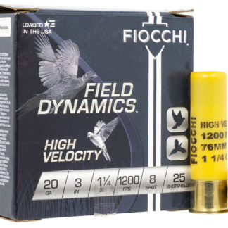 Fiocchi 203HV8 Field Dynamics High Velocity 20Gauge 3" 1 1/4oz 8Shot 25 Per Box/10 Case