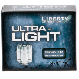 Liberty Ammunition LAUL9052 Ultra-Light  9mmLuger+P 50gr Lead Free Fragmenting Hollow Point 20 Per Box/10 Case