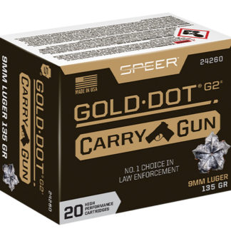 Speer 24260 Gold Dot Carry Gun 9mmLuger 135gr Hollow Point 20 Per Box/10 Case