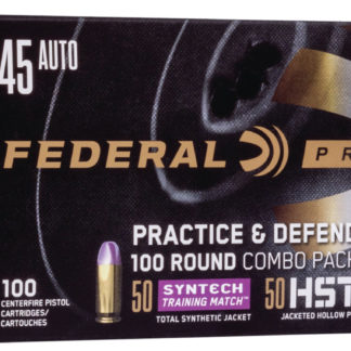 Federal P45HST2TM100 Premium Practice & Defend 45ACP 230gr HST JHP/Syntech TSJ 100 Per Box/5 Case