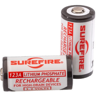 SureFire SFLFP123 123A Batteries  White/Black 3.2 Volts 450 mAh (2) Single Pack Rechargeable