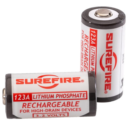 SureFire SFLFP123 123A Batteries  White/Black 3.2 Volts 450 mAh (2) Single Pack Rechargeable