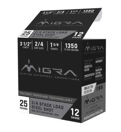 Migra Ammunitions M12LS24 Combinational  12 Gauge 3.50" 1 5/8 oz 2, 4 Shot 25 Per Box/10 Cs