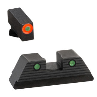 AmeriGlo GL818 Trooper Sight Set for Glock  Green Tritium Orange Outline Front Sight-Green Tritium Black Outline Rear Sight