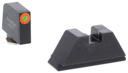 AmeriGlo GL511 Optic Compatible Sight Set for Glock  XL Tall Green Tritium Orange Outline Front Sight-Green Tritium Black Rear Sight