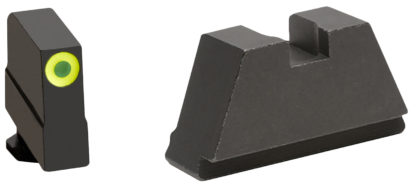 AmeriGlo GL691 Optic Compatible Sight Set for Glock  3XL Tall Green Tritium Lumigreen Outline Front Sight-Black Rear Sight