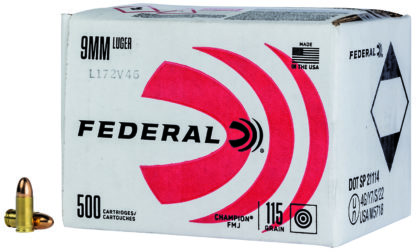 Federal C9115A500 Champion Training 9mmLuger 115gr Full Metal Jacket 500rds *Bulk Package