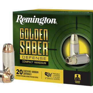 Remington Ammunition R21370 Golden Saber Defense 10mmAuto 180gr Brass Jacketed Hollow Point 20 Per Box/25 Case