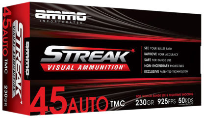 Ammo Inc 45230TMCSTRKRED50 Streak Visual (RED)  45ACP 230gr Total Metal Case 50 Per Box/20 Case