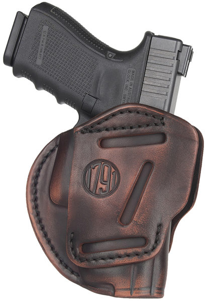 1791 Gunleather 3WH3VTGA 3-Way  IWB/OWB Size 03 Vintage Leather Belt Loop Fits Ruger LC9 Fits Glock 26 Ambidextrous Hand