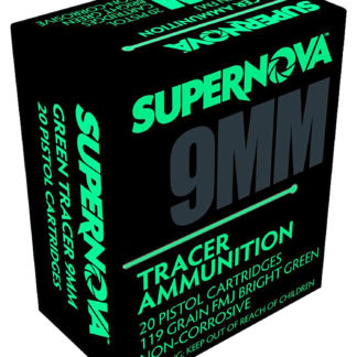 Supernova PMSN9MMG Green Tracer Non Corrosive 9mmLuger 119Gr Full Metal Jacket 20 Per Box/50 Case