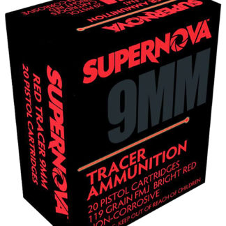 Supernova PMSN9MMR Red Tracer Non Corrosive 9mmLuger 119gr Full Metal Jacket 20 Per Box/50 Case