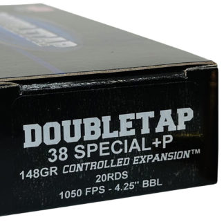 DoubleTap Ammunition 38SP148CE   38Special 148gr Controlled Expansion JHP 20 Per Box/50 Case
