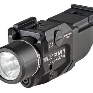Streamlight 69444 TLR-1 RM w/Laser Black Anodized Aluminum, 500 Lumens White LED Bulb/Green Laser, 210 Meters Beam, Picatinny Rail Mount