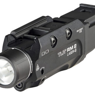 Streamlight 69454 TLR-2 RM w/Laser Black Anodized Aluminum, 1,000 Lumens White LED Bulb/Green Laser, 297 Meters Beam, Picatinny Rail Mount