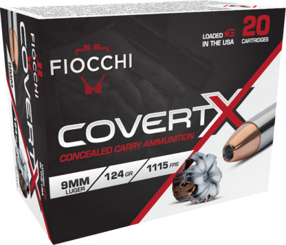 Fiocchi 9CCWB CovertX  9mm 124gr Jacketed Hollow Point 20 Per Box/10 Case