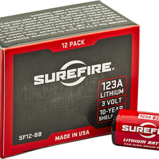 SureFire SF12BB 123A Batteries  Red/Black 3.0 Volts 1,550 mAh (12) Single Package Boxed