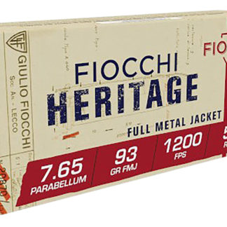 Fiocchi 765A Heritage  7.65x21mmParabellum 93gr Semi Jacketed Soft Point 50 Per Box/20 Case