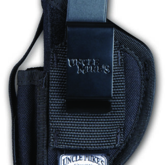 Uncle Mike's 70360 Sidekick Hip Holster IWB/OWB Size 36 Black Kodra Nylon Belt Clip Fits Sm Frame 5/6 Rd Revolver w/Hammer Spur Fits 2.75-4" Barrel Ambidextrous