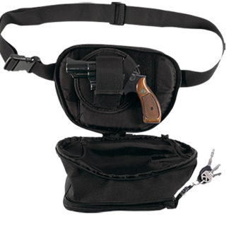 Bulldog BD850 Fanny Pack Small Handgun Holster Black Water-Resistant Nylon, Fits Up To 50" Waist, Ambidextrous