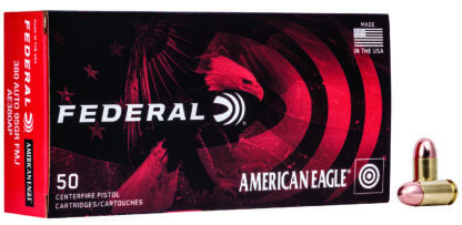 Federal AE380AP American Eagle Handgun 380ACP 95gr Full Metal Jacket 50 Per Box/20 Case