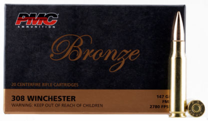 PMC 308B Bronze  308Win 147gr Full Metal Jacket Boat Tail 20 Per Box/25 Case