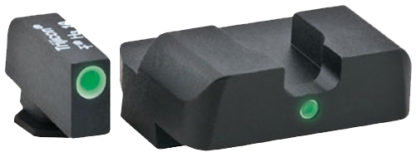 AmeriGlo GL102 i-Dot Sight  Set for Glock  Green Tritium White Outline Front Sight-Green Tritium Rear Sight