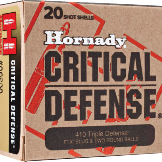 Hornady 86238 Critical Defense Triple Defense 410Gauge 2.50" 2RoundBalls/1 FTXSlug 20 Per Box/10 Case
