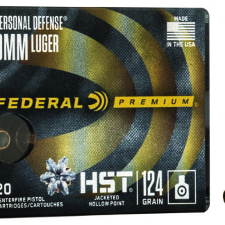 Federal P9HST1S Premium Personal Defense 9mmLuger 124gr HST Jacketed Hollow Point 20 Per Box/10 Case