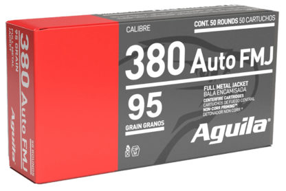 Aguila 1E802110 Target & Range Handgun 380ACP 95gr Full Metal Jacket 50 Per Box/20 Case