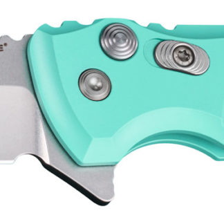 Hogue 24163 X1 MicroFlip 2.75" Folding Wharncliffe Plain Tumble Polish 154CM SS Blade/Aquamarine Anodized Aluminum Handle Includes Pocket Clip