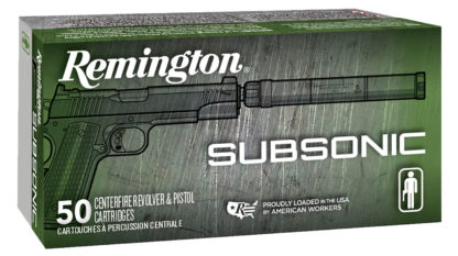 Remington Ammunition 28435 Subsonic  9mmLuger 147gr Flat Nose Enclosed Base 50 Per Box/10 Case