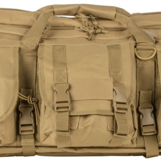 NcStar CVDC2946T42 VISM Double Carbine Case Tan PVC Nylon w/ Foam Padding Lockable Zippers Pockets & MOLLE Webbing