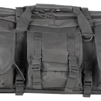NcStar CVDC2946U36 VISM Double Carbine Case Urban Gray PVC Nylon w/ Foam Padding Lockable Zippers Pockets & MOLLE Webbing