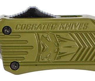 CobraTec Knives SODCTK1SDNS CTK-1  Small 2.75" OTF Drop Point Plain D2 Steel Blade/OD Green Aluminum Handle Features Glass Breaker Includes Pocket Clip