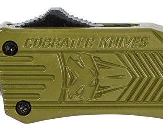 CobraTec Knives SODCTK1STNS CTK-1  Small 2.75" OTF Tanto Plain D2 Steel Blade/OD Green Aluminum Handle Features Glass Breaker Includes Pocket Clip