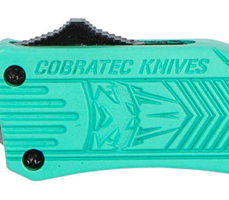 CobraTec Knives STFCTK1SDS CTK-1  Small 2.75" OTF Drop Point Part Serrated D2 Steel Blade/ Tiffany Blue Aluminum Handle Features Glass Breaker Includes Pocket Clip