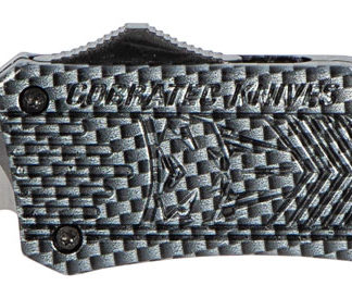 CobraTec Knives MSCFTK1MDS CTK-1  Medium 3" OTF Drop Point Part Serrated D2 Steel Blade/ Carbon Fiber Aluminum Handle Features Glass Breaker Includes Pocket Clip