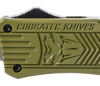 CobraTec Knives MODCTK1MDS CTK-1  Medium 3" OTF Drop Point Part Serrated D2 Steel Blade/OD Green Aluminum Handle Features Glass Breaker Includes Pocket Clip