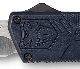 CobraTec Knives NYCTLWDNS Lightweight  3.25" OTF Drop Point Plain D2 Steel Blade/NYPD Blue Aluminum Handle Includes Pocket Clip