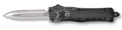 CobraTec Knives SSWCTK1SDAGNS CTK-1  Small 2.75" OTF Dagger Plain D2 Steel Blade/Stonewashed Aluminum Handle Features Glass Breaker Includes Pocket Clip