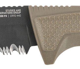 S.O.G SOG17220457 Recondo FX 4.60" Fixed Part Serrated Satin TiCN Cryo 440C SS Blade FDE Overmolded Rubberized Grip, Includes Sheath