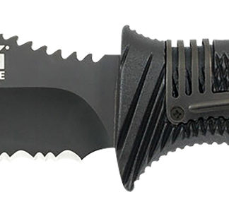 S.O.G SOGSS1003CP Seal Strike 4.90" Fixed Clip Point Part Serrated AUS-8A SS Blade Black Textured GRN/SS Handle Includes Belt Clip/Sheath