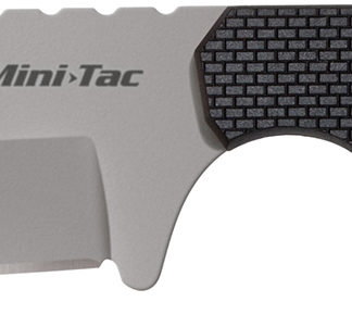 Cold Steel CS-49HCF Mini Tac 3.63" Fixed Bowie Plain Stone Washed 8Cr13MoV SS Blade/ Black Griv-Ex Handle Includes Bead Chain Lanyard/Sheath