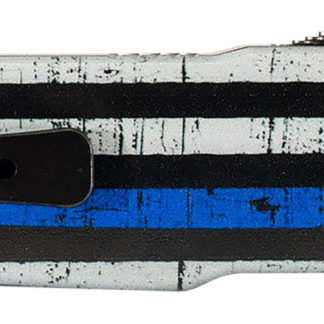 Templar Knife LABTB52 Premium LW We Back You Large 3.50" OTF Tanto Part Serrated Black Oxide Stonewashed D2 Steel Blade, 5.25" Black & White w/Blue Line Aluminum Handle