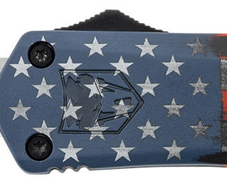 CobraTec Knives MCUSAFS3DNS FS-3 American Flag Medium 3" OTF Drop Point Plain Satin D2 Steel Blade, 5" US Flag Aluminum Cerakoted Handle