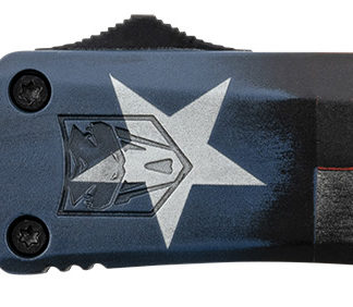 CobraTec Knives MCTXFS3TNS FS-3 Texas Flag Medium 3" OTF Tanto Plain Satin D2 Steel Blade, 5" Texas Flag Aluminum Cerakoted Handle