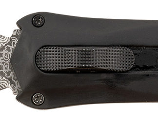 Steel River Knives A163BDD Spartan  3.50" OTF Dagger Plain Damascus 440C SS Blade/Black w/Carbon Fiber Inlay Aluminum Zinc Alloy Handle
